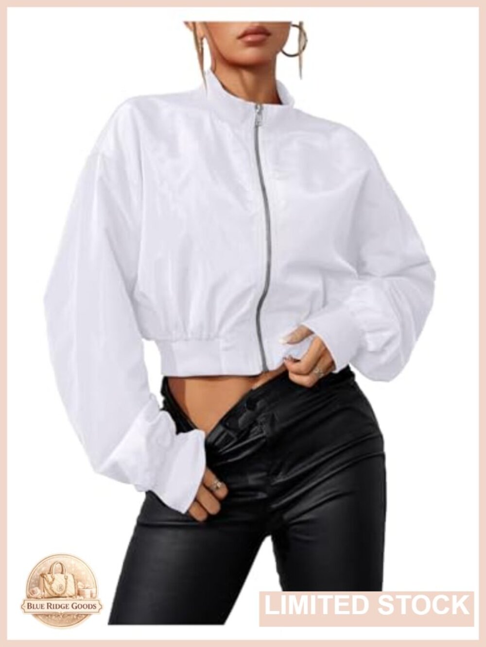 Cropped Bomber Lightweight Zip Up Casual Short Jacket